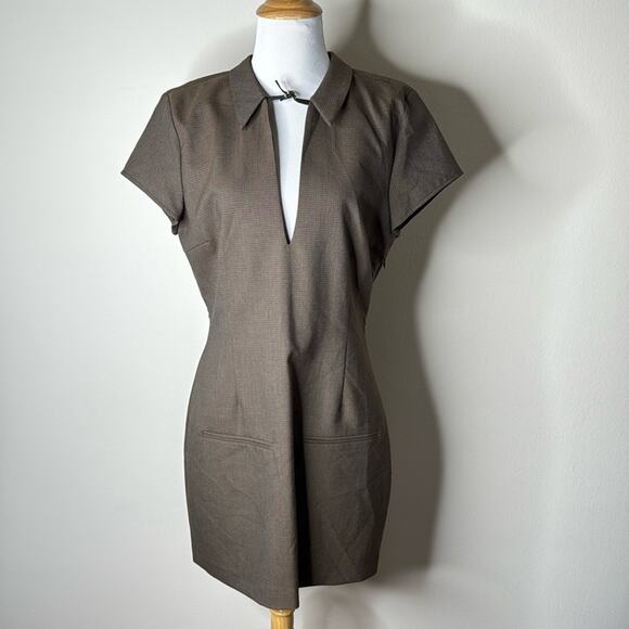 Zara Brown Plaid Collared Mini Dress - Picture 2 of 9